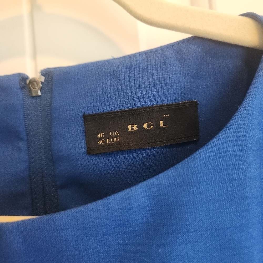 Elegant Blue Pleated Dress BGL - Picture 5 of 6